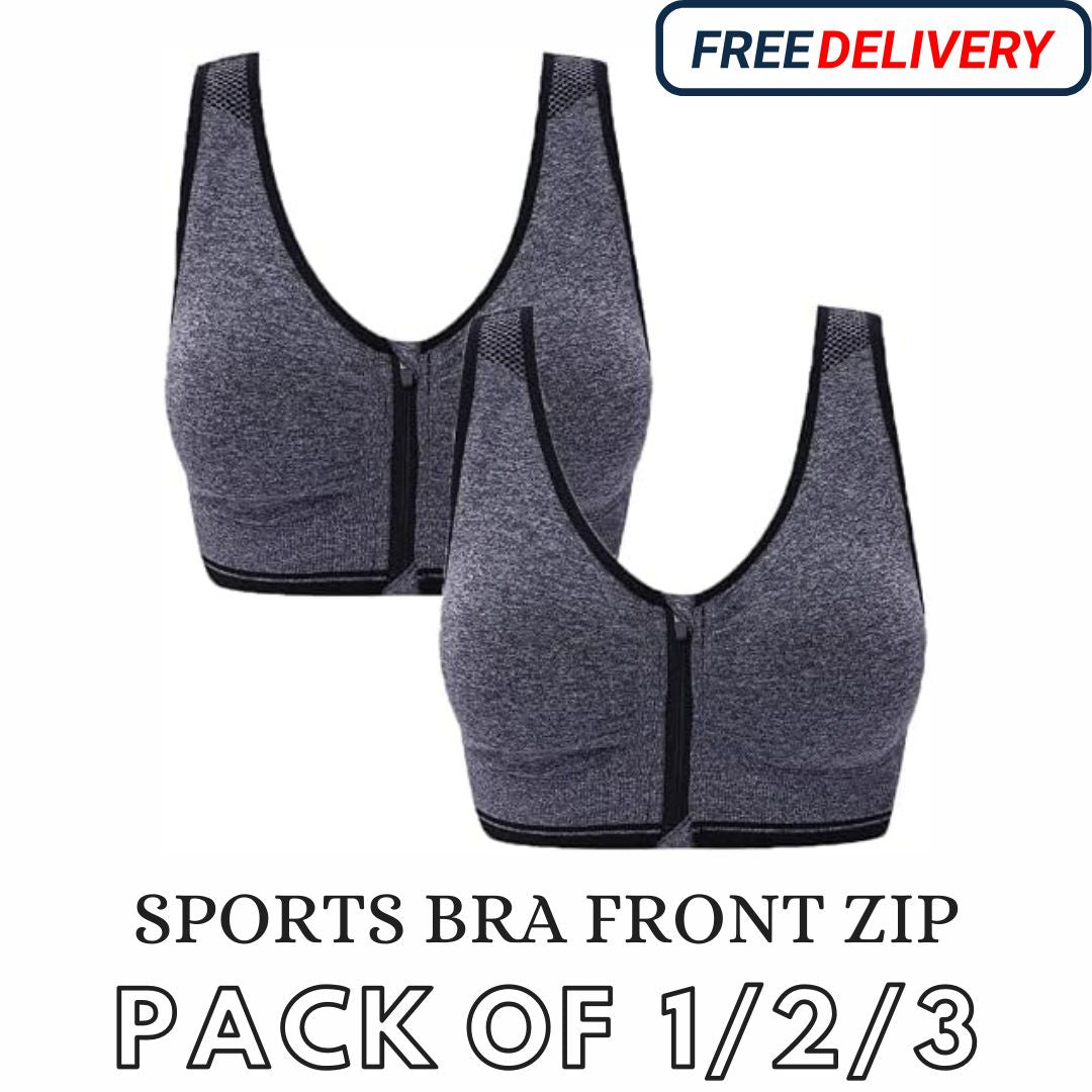 Front Zip Sports Wireless Bra | Soft Foam Pushup Bra | Gym and Fitness Bra | Padded Bra for Girls | Yoga Breathable Underwear Women Bra