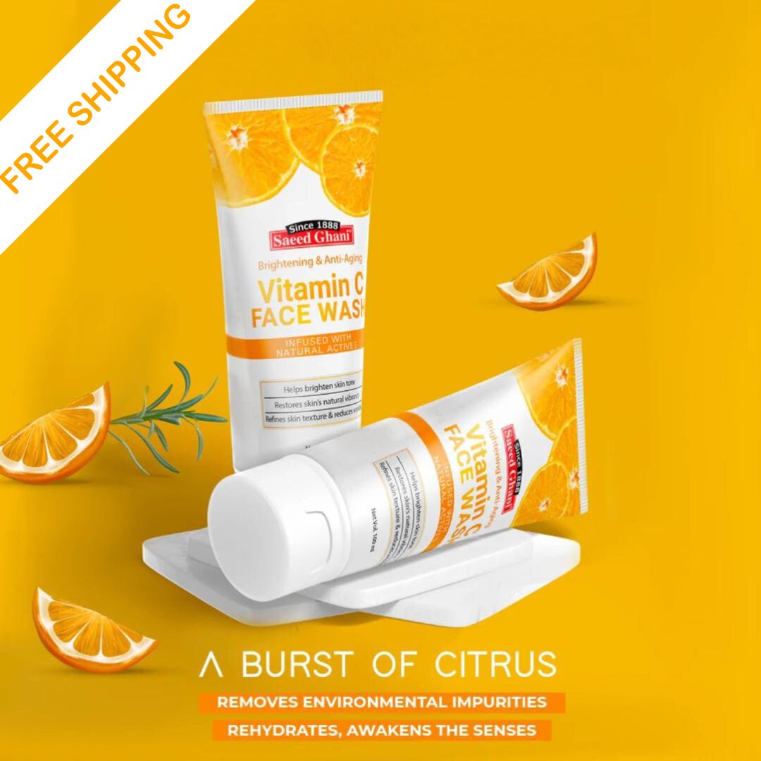 Saeed Ghani Vitamin C Brightening & Anti Aging Face Wash 100ml - Whitening Face Wash - Acne Face Wash - Facial Cleanser