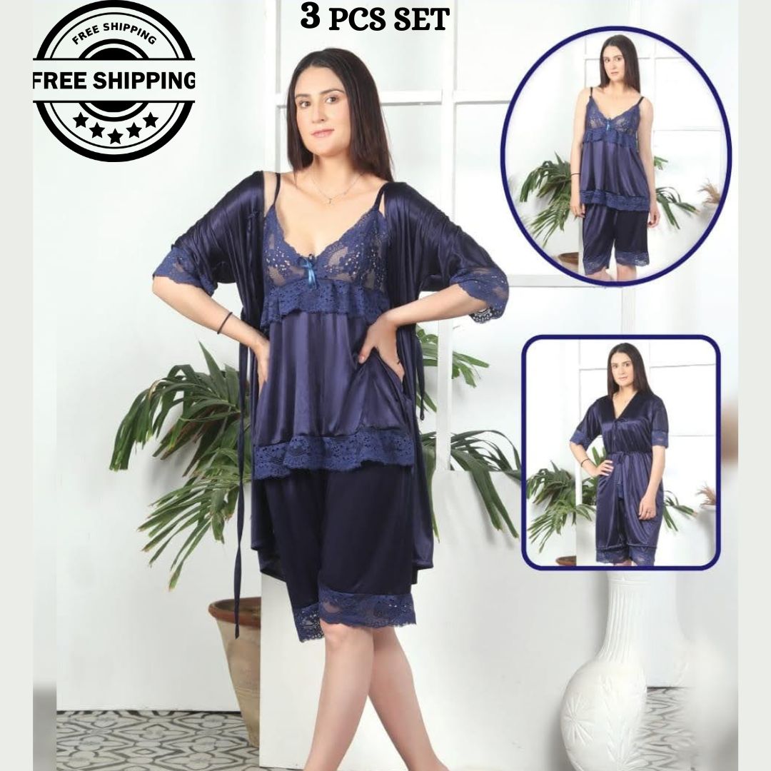 3 Pcs Nighty for girls full hot - night dress - night suit for women - sexy nighty