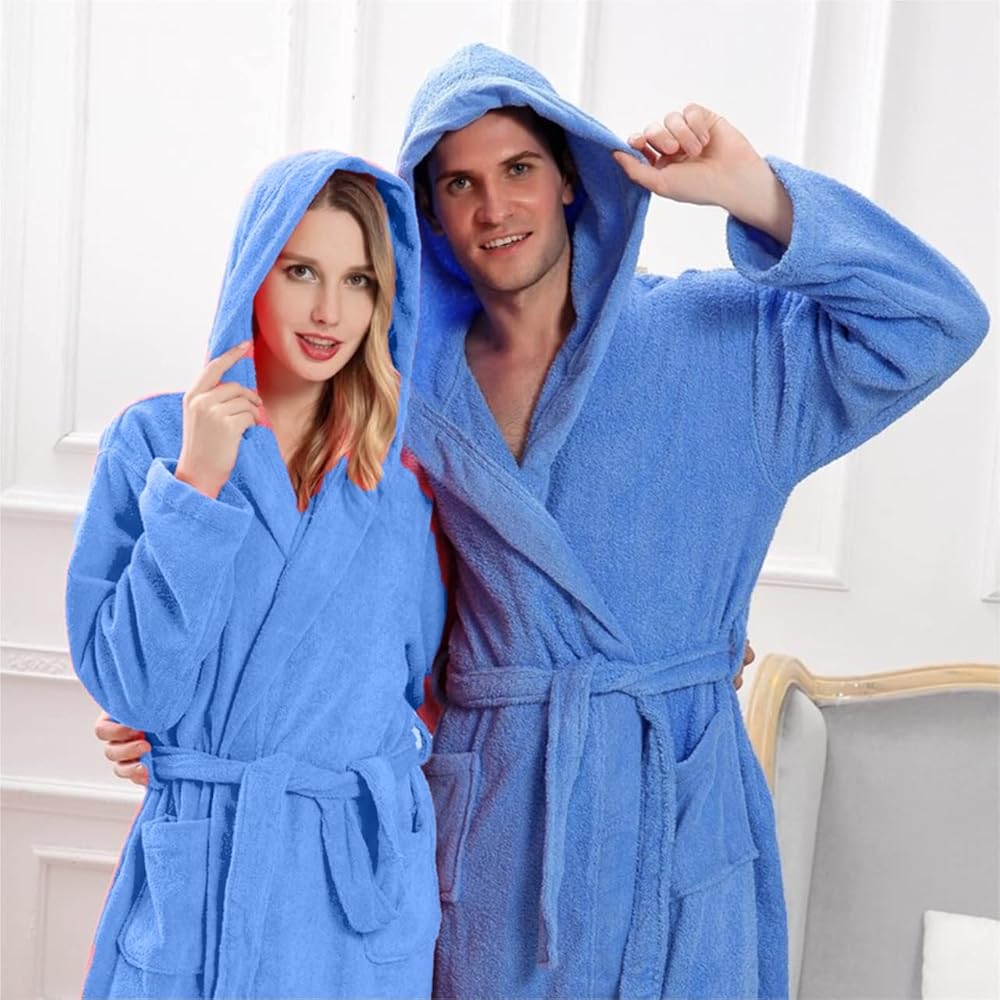 Sweet Needle Bathrobe 100% Cotton Terry Towel Dressing Gown Super Soft Light Luxury Highly Absorbent Toweling Robes with Pockets, Shawl Collar and Adjustable Belt for Men Women – Charcoal