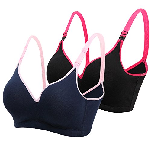 Women Nursing Bra | Maternity Breastfeeding Comfortable Bra | Lightly Padded Wire Free Bra | 94% Cotton, 6% Spandex